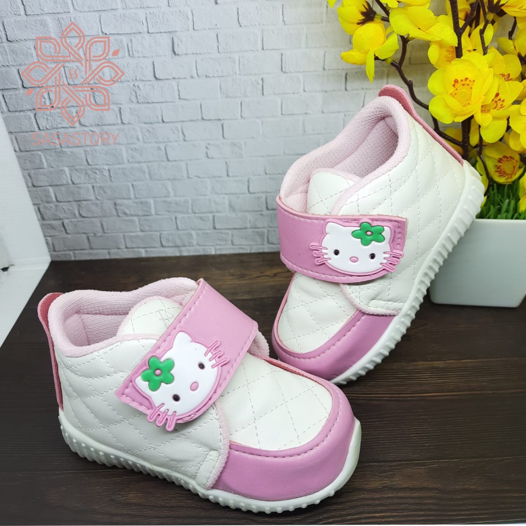 Sasastory Sepatu Sneaker Pesta Anak Perempuan Usia 1 2 3 Tahun Kucing Pink Fanta Ungu CA18