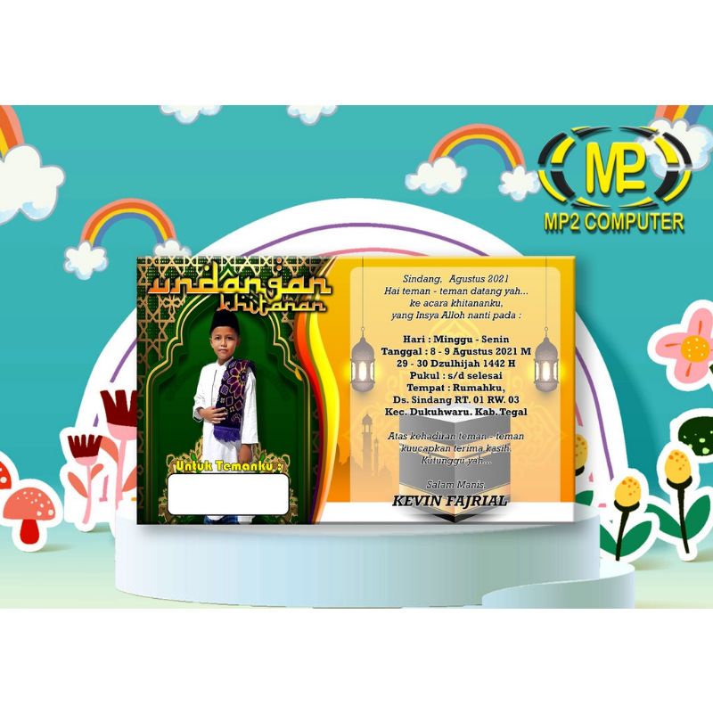 Undangan Khitanan Anak Bahan Kertas BC 220 gsm Ukuran Besar