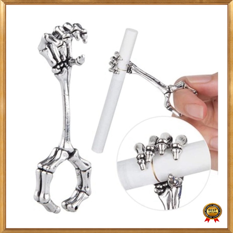 Jual Meerchaum Cincin Pemegang Rokok Cigarette Holder Ring Desain Tengkorak - WTT654 - Silver Murah