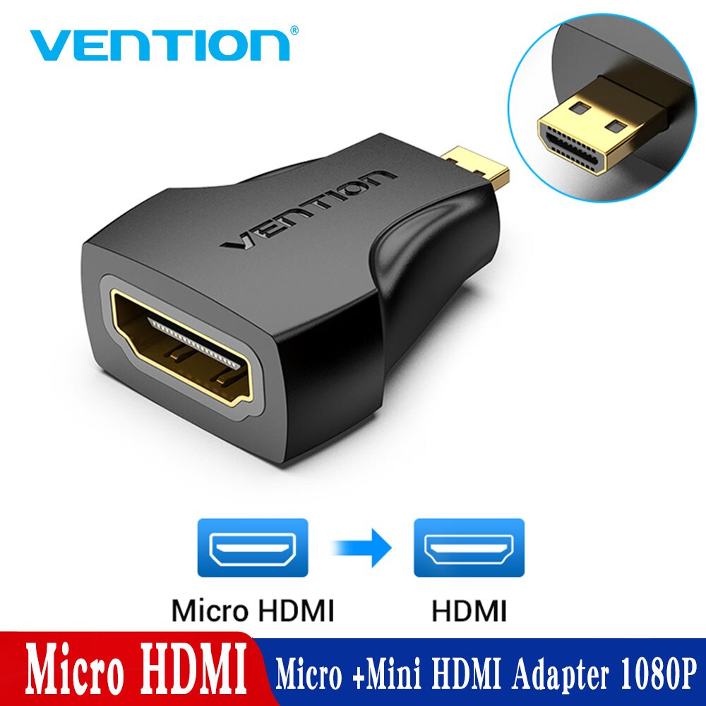 Vention 2 In 1 Adapter Konverter Micro / Mini Hdmi 1080p Male Ke Hdmi Female Untuk Ps4 / Kamera Hdtv