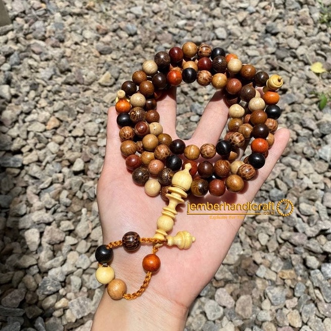 Tasbih KOMBINASI 9 Kayu Bertuah 8mm dan 10mm|  Tasbih Kayu Kombinasi Bersertifikat dan Box Premium