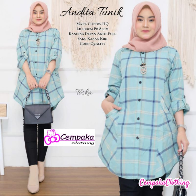 Kamila Tunik Kotak/Tunik katun/Tunik jumbo/Tunik premium