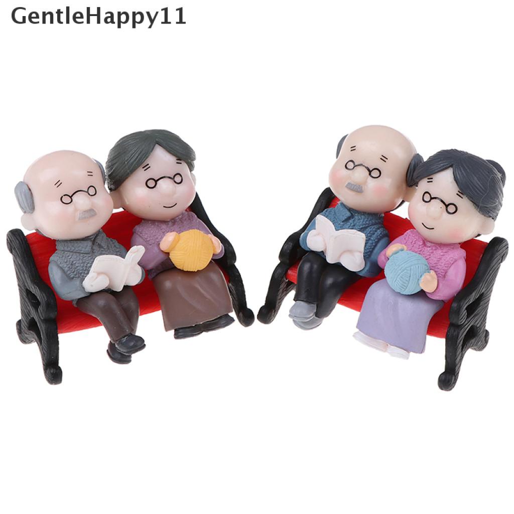 Gentlehappy 1 Set Miniatur Kakek Nenek Untuk Dekorasi Lansekap Mikro / Rumah Boneka