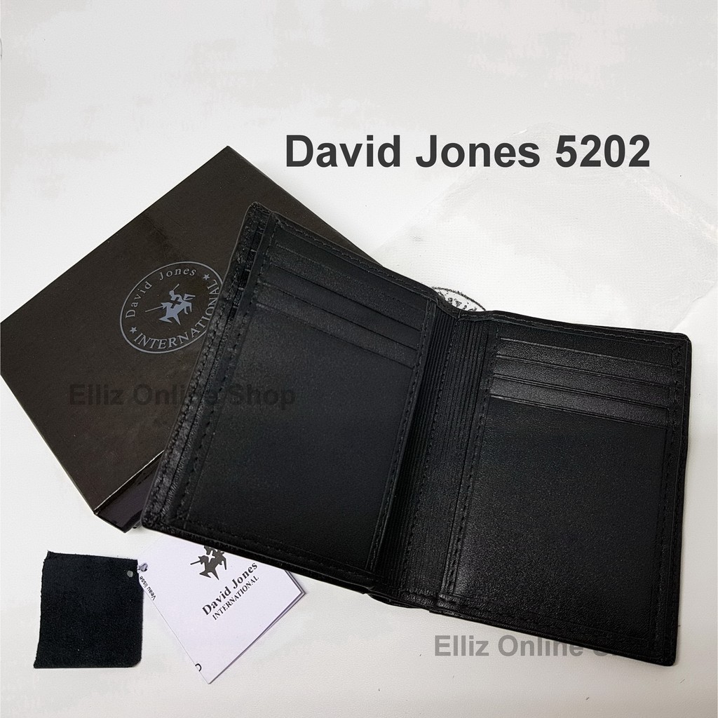 Dompet Pria David Jones 5202 Black - Berdiri - Kulit Import - 16 Card