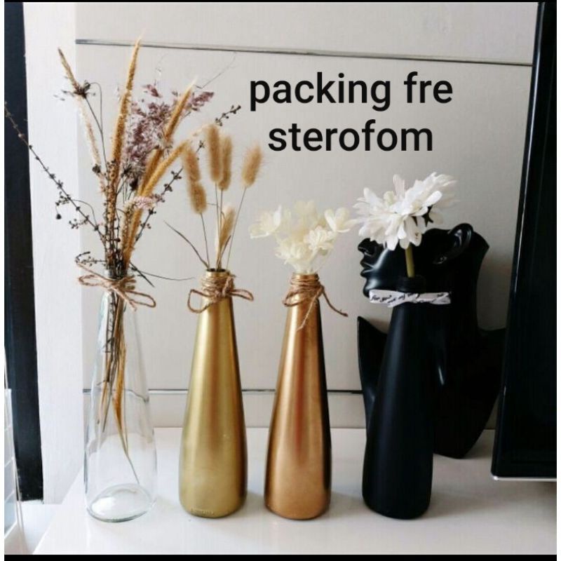 VAS BUNGA KACA TALI RAMI/BOTOL HIAS DEKORASI RUSTIC BUNGA KERING AESTHETIC