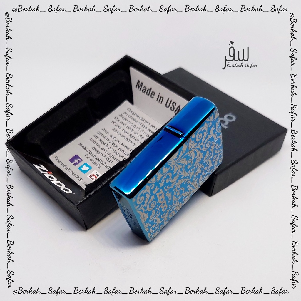 Korek Zippo Blue Ice Batik 2 Sisi Premium Grade Orl - Free Box