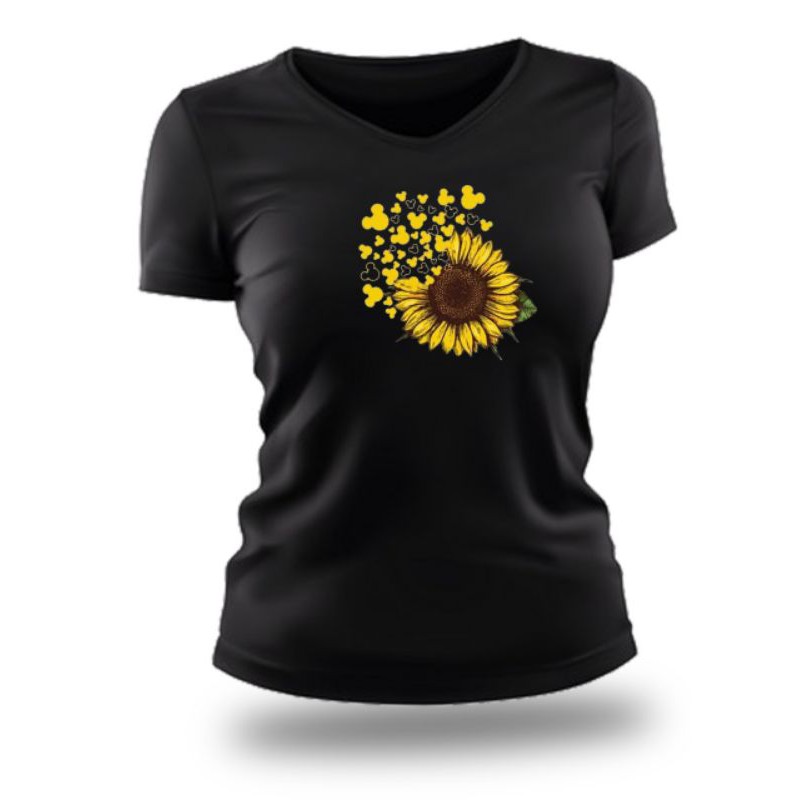 KAOS WANITA KAOS DISTRO SABLON TRANFER FILM BERKUALITAS BAGUS BUNGA MATAHARI