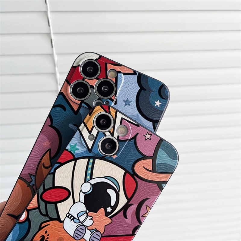 Soft case Dengan Tali Tangan Portabel Bentuk Kotak Desain Astronot Untuk iphone 11 12 13 pro max Xs max XR 7 8 plus se2020