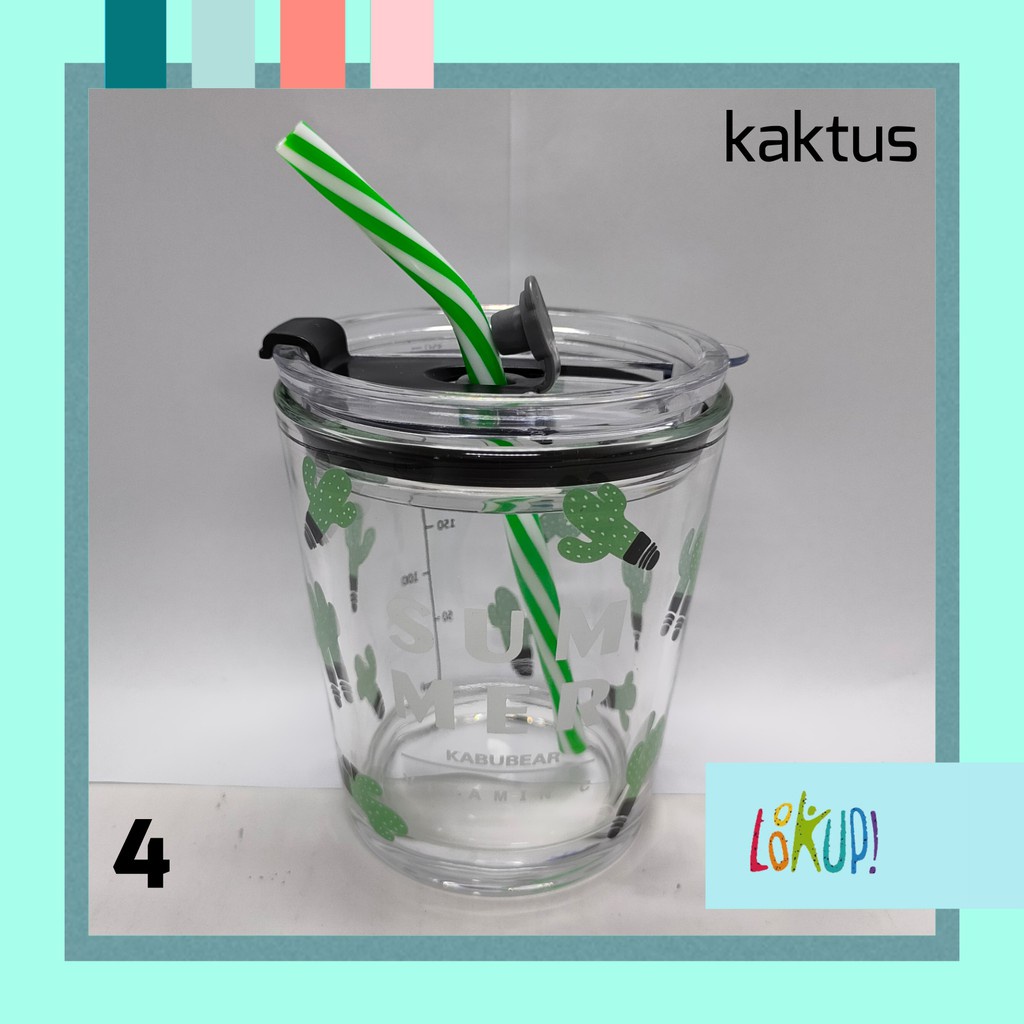 Gelas Kaca Motif/Tumbler kaca /Thumbler kaca/Botol Minum /Gelas Minum Sedotan/Mug/Cangkir 350ml