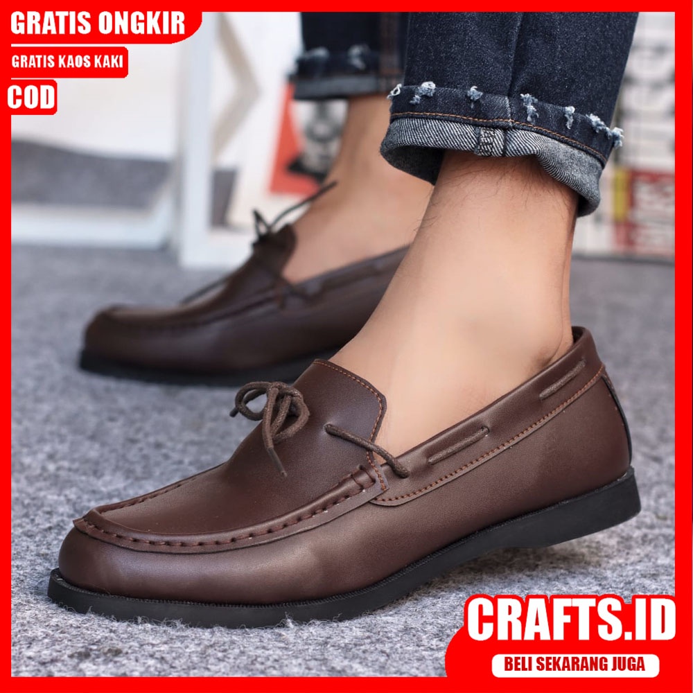 CRAFTS ELDER Sepatu Formal Pria Kulit Syntetic Sepatu Pria Casual Pantofel Kerja Kantor Kondangan Cowok