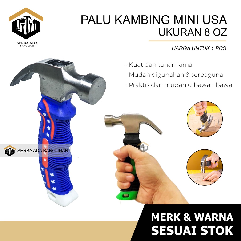 Palu Kambing Mini GG fiber / palu cebol gagang karet / martil kambing pendek