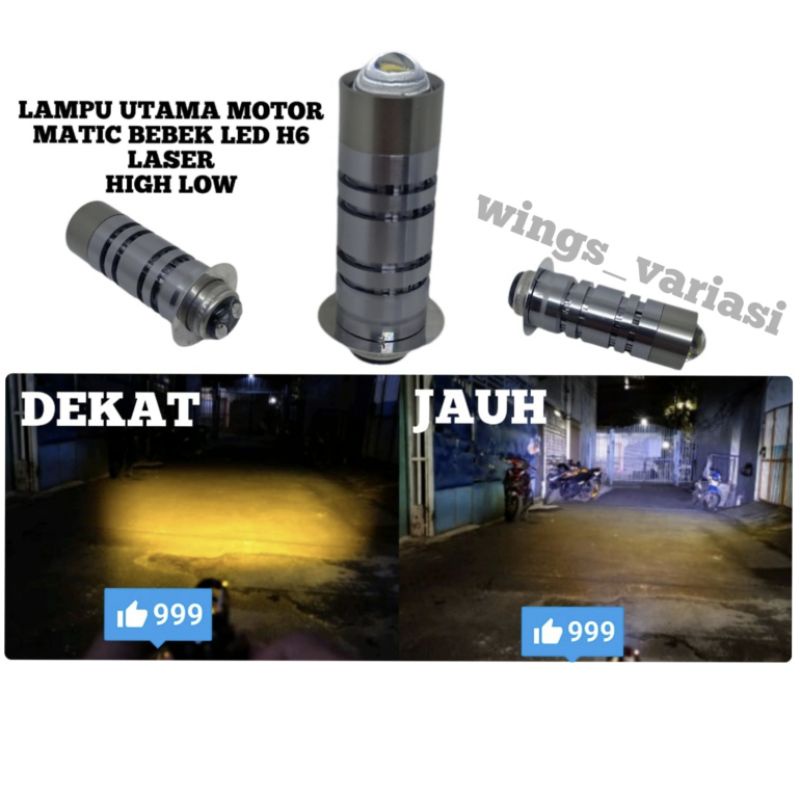 Lampu Depan Motor Matic Bebek H6 Laser High Low 2 Warna/Lampu Utama Laser Motor Bebek Matic