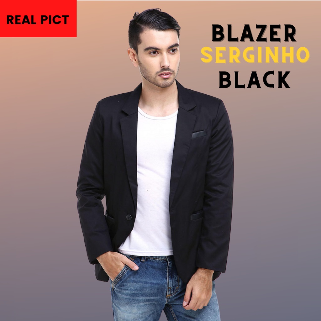 Jas Blazer Pria Hitam Slimfit Casual Korea Laki Laki / Jaz Blezzer Blezer Black Cowok Slim