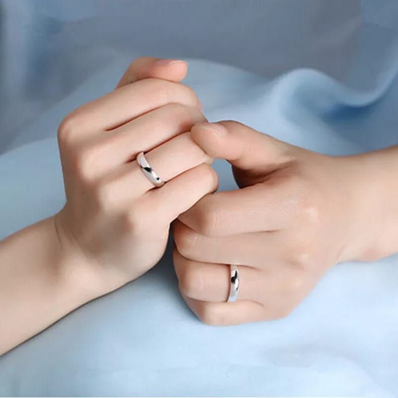 Cincin Putih Polos Cincin Pasangan Pria dan Wanita Silver