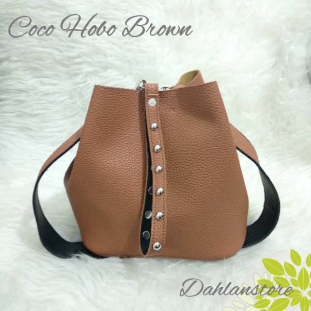 Coco Hobo Bag [ Brown / Coklat] Tas 3223 1113 Korean Korea Bag Kado Ultah Cewek Cantik Kulit Impor