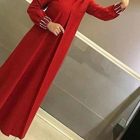 ❇ Yuriska Maxi - Bisa Gamis Baju Dress Busui Kondangan Long Dress Maxy Tangan Motif Mutiara Warna Po