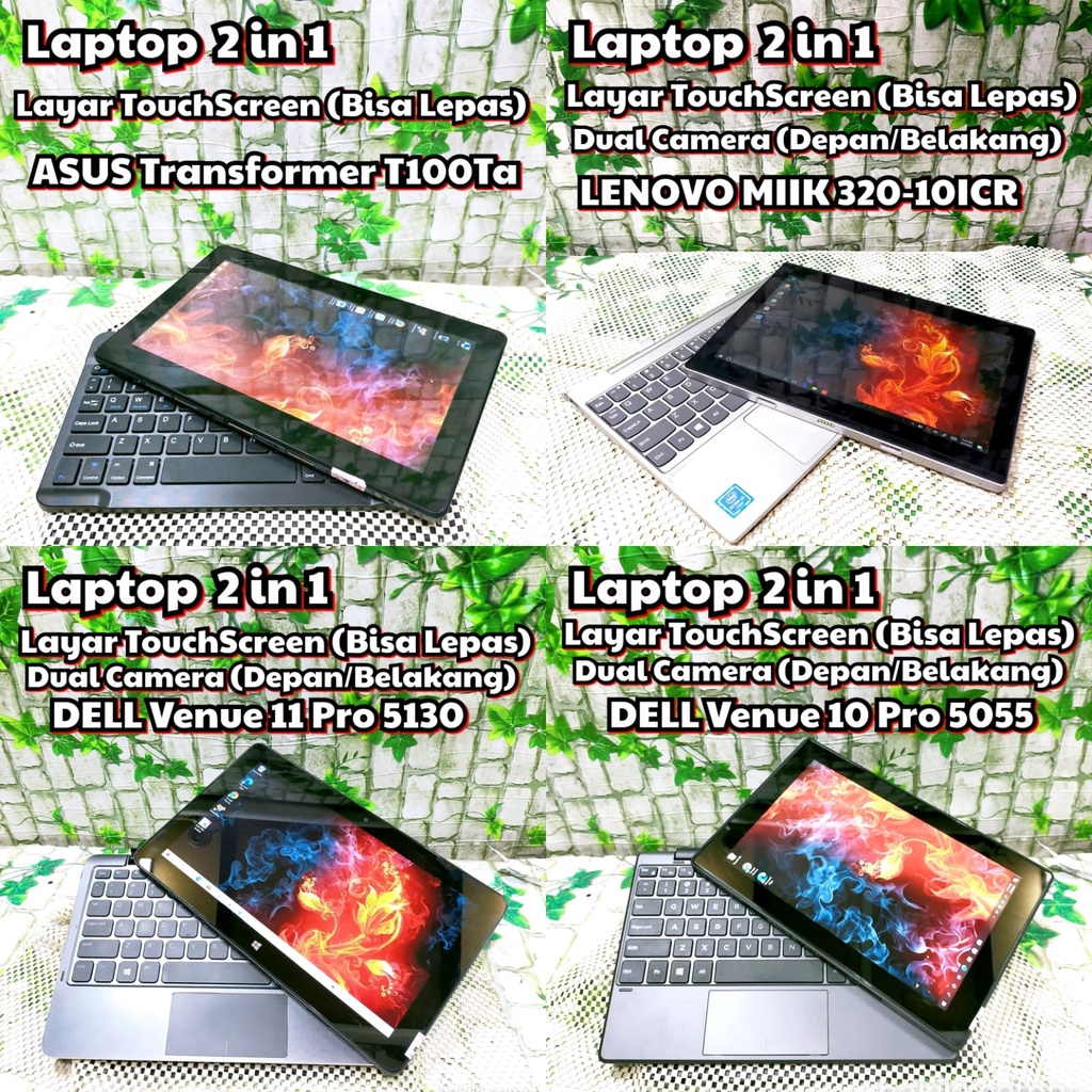 Promo Laptop 2 in 1 Touch Screen Tablet PC Murah Windows Office Chrome Asus Delll Acer Hp Lenovo Toshiba Fujitsu