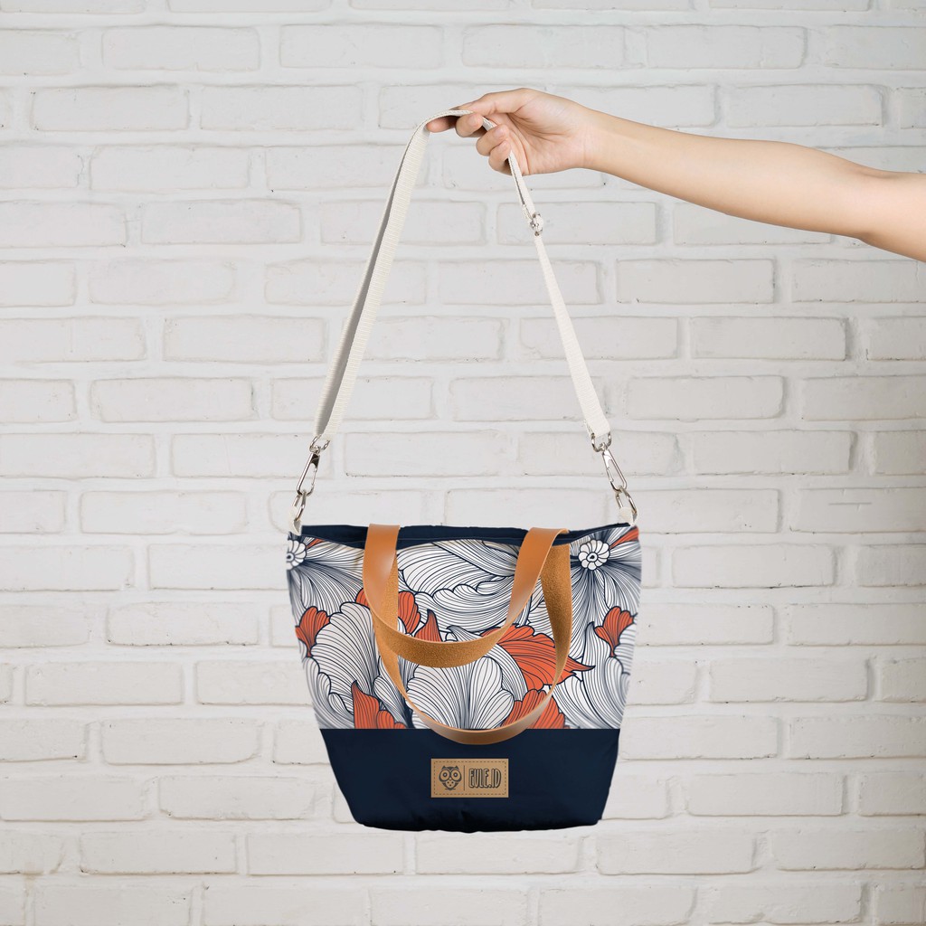 Sling Bag Kanvas Bloem Navy