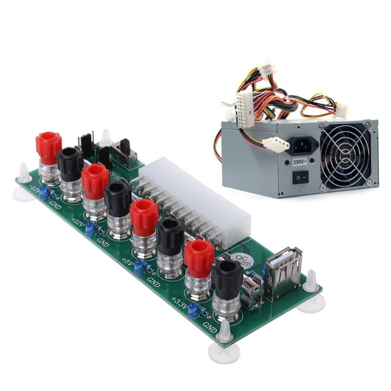 Bt Sirkuit Listrik 24Pins atx Benchtop Komputer Power Supply 24pin atx Breakout Board Module Dengan USB 5V