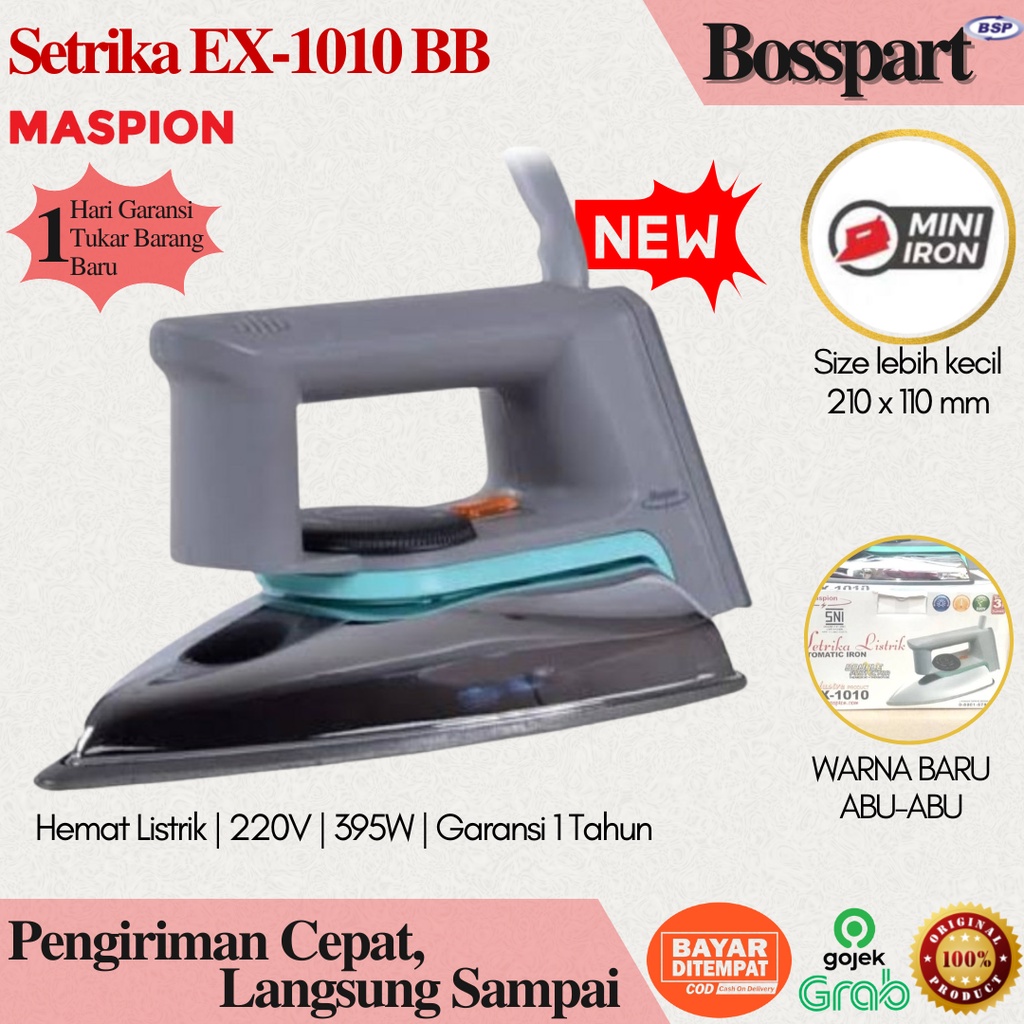 Setrika Listrik Maspion EX 1010 BB Strika Maspion Hitam EX-1010BB Gosokan Baju EX1010 Setrika Murah