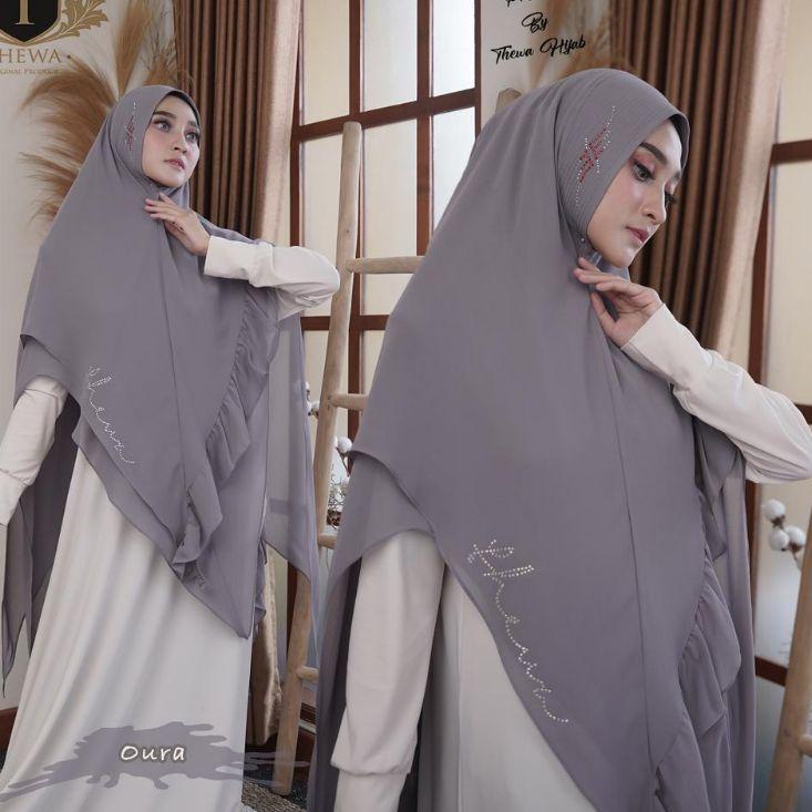 Berkualitas khimar/hijab OURA" Lancip Remple sebelah ORIGINAL THEWA
