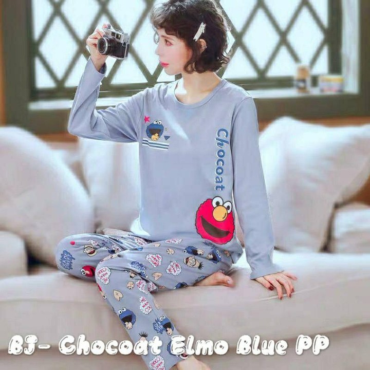 blue elmo spandex piyama-Thejanclothes