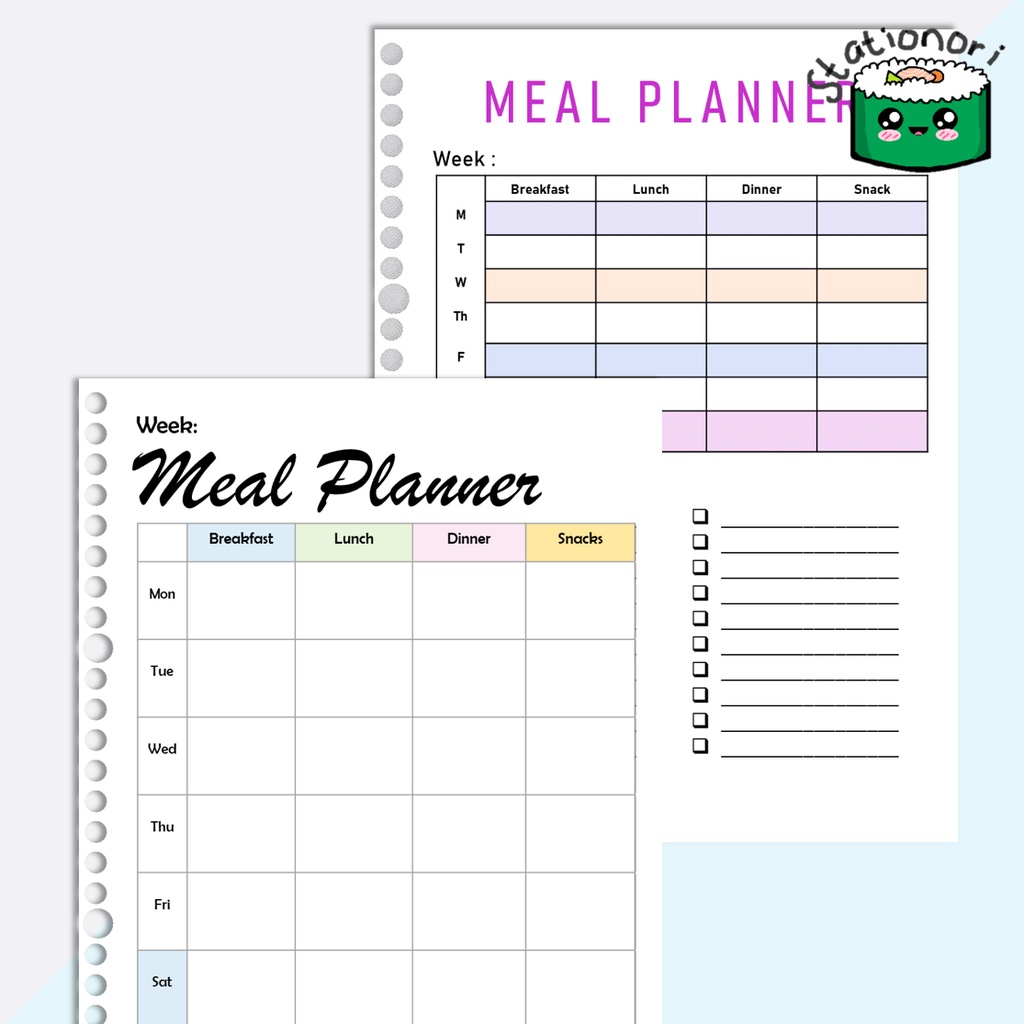 

Meal Planner (Kertas Isi Binder Planner / Loose Leaf B5 & A5) by Stationori