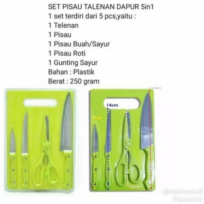 BELLA - TALENAN SET GUNTING PISAU DAPUR 5 IN 1 5IN1 CUTTER SET