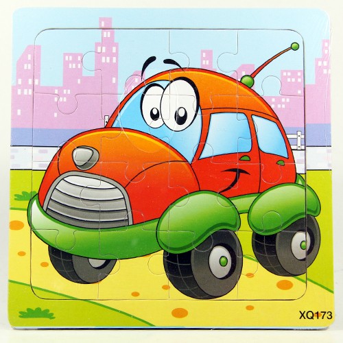 Puzzle Jigsaw Kayu 16pcs Mainan Edukasi Anak Balita 4x4 Traktor Mobil Car PK115