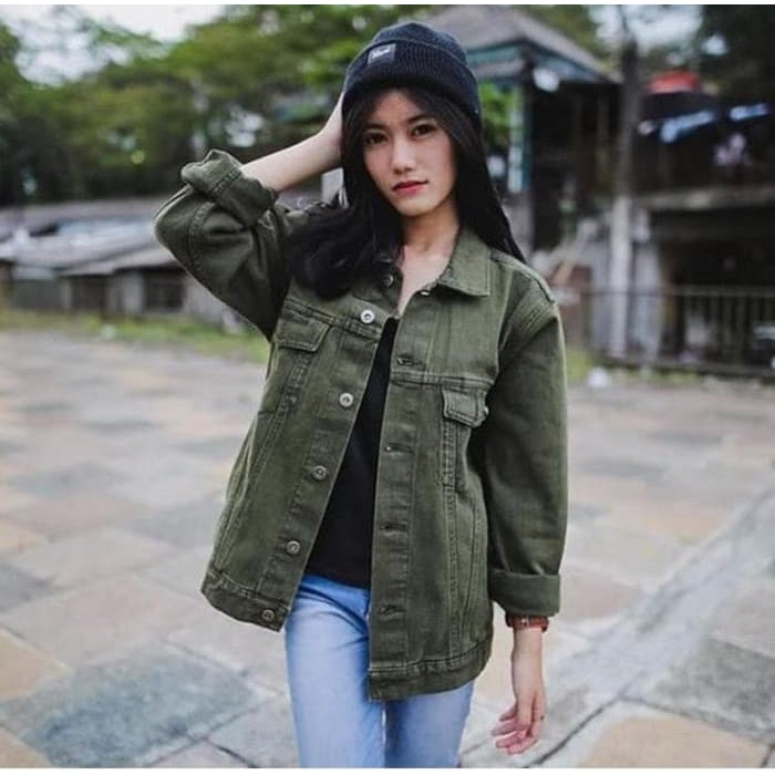 Jacket jeans HIJAU ARMY Denim ZARA Jaket Tebal Import - Hijau | linc