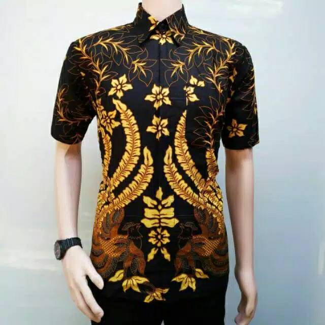 Kemeja Batik Pria Lengan Pendek Bahan Katun Motif Murai Gede