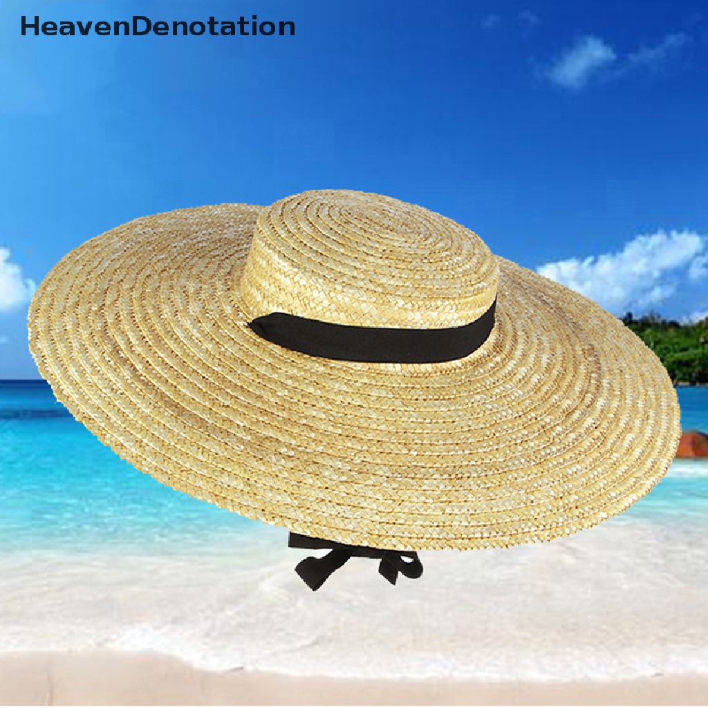 [HeavenDenotation] Wide Brim Straw Hat For Women Long Ribbon Ladies Beach Hat Summer Sun Visor Cap