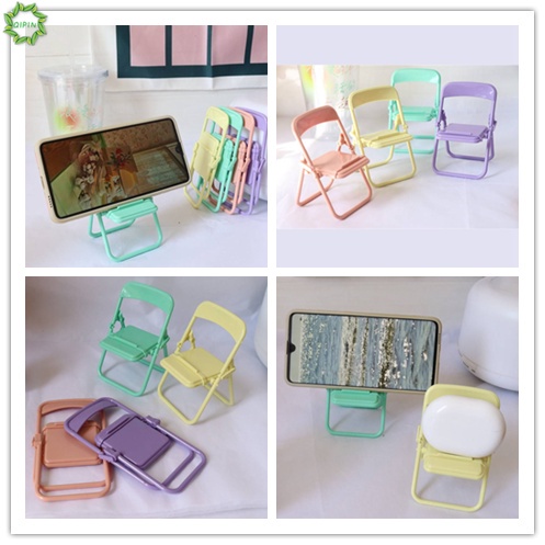 Holder hp Macaron / Stand Dudukan Handphone Universal Multifungsi Bentuk Kursi Lipat Warna Macaron