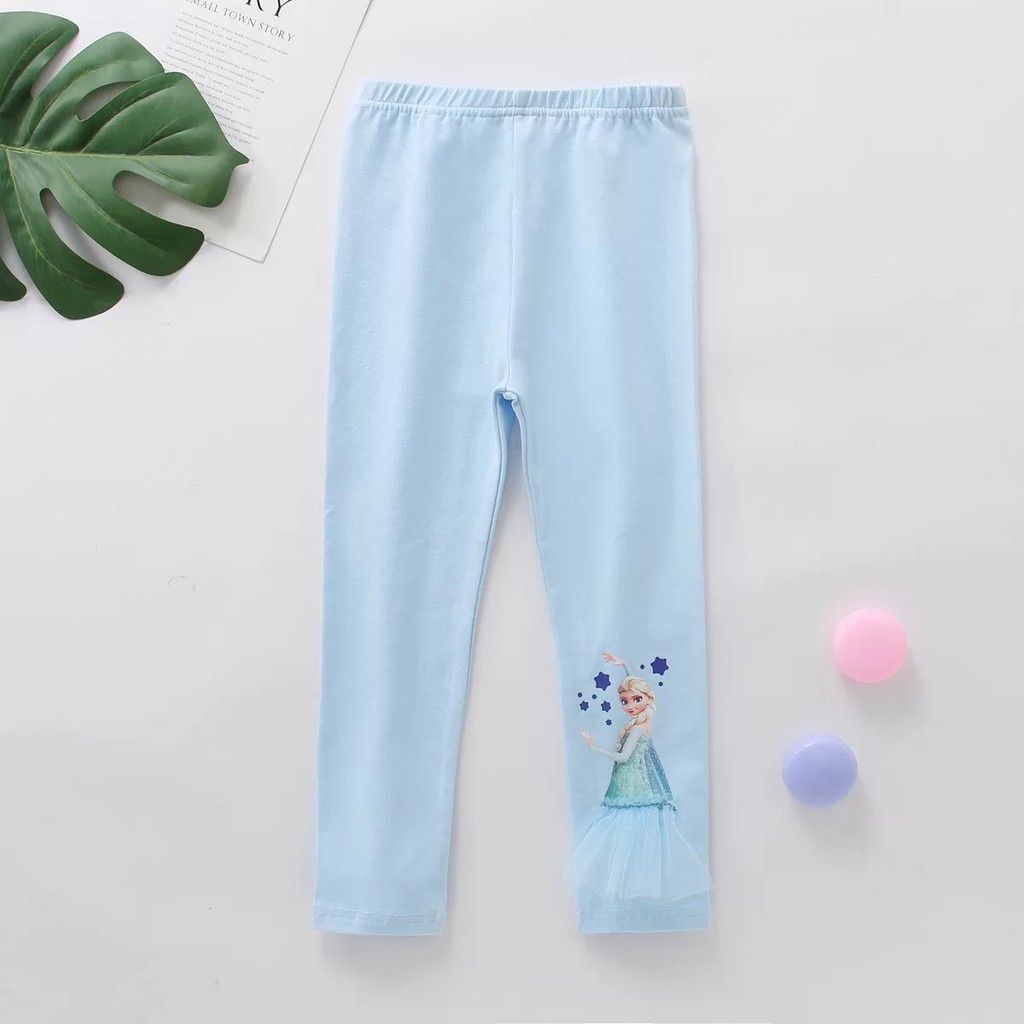 Legging Anak Import motif 3D Princess Frozen/Mermaid/Snow White/Sofia