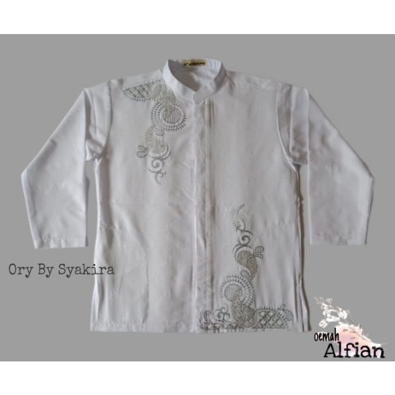 BAJU KOKO ANAK TANGGUNG PUTIH USIA 10-15 TH / KOKO ANAK BORDIR LENGAN PANJANG PUTIH ORY BY SYAKIRA