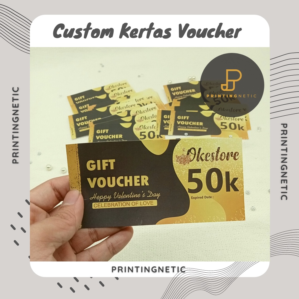 Jual (FREE DESIGN) Custom Kertas Voucher , Custom Gift Voucher, Custom