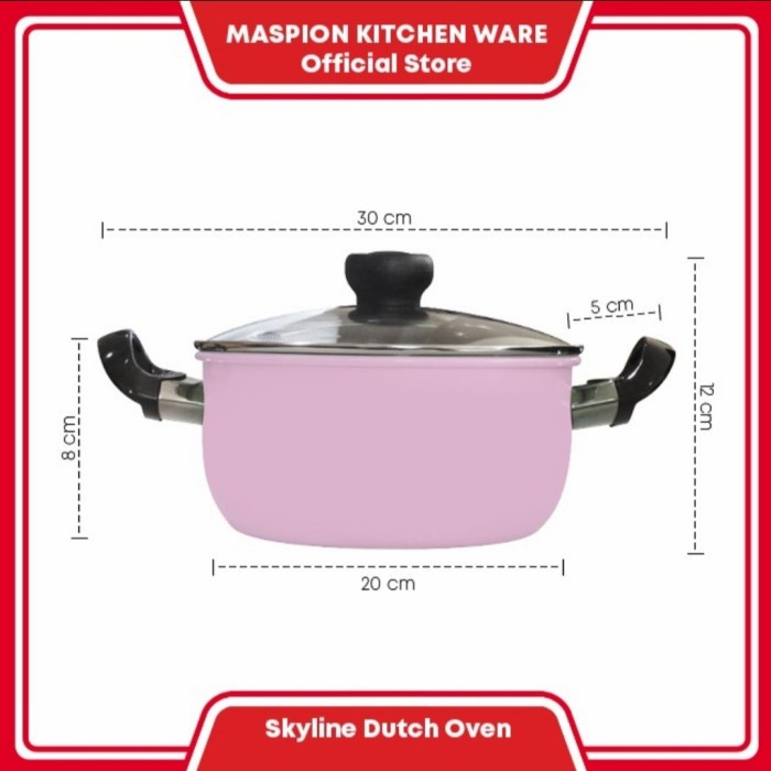 Maspion Panci Skyline Dutch Oven 20cm + Tutup Kaca Panci Stainless