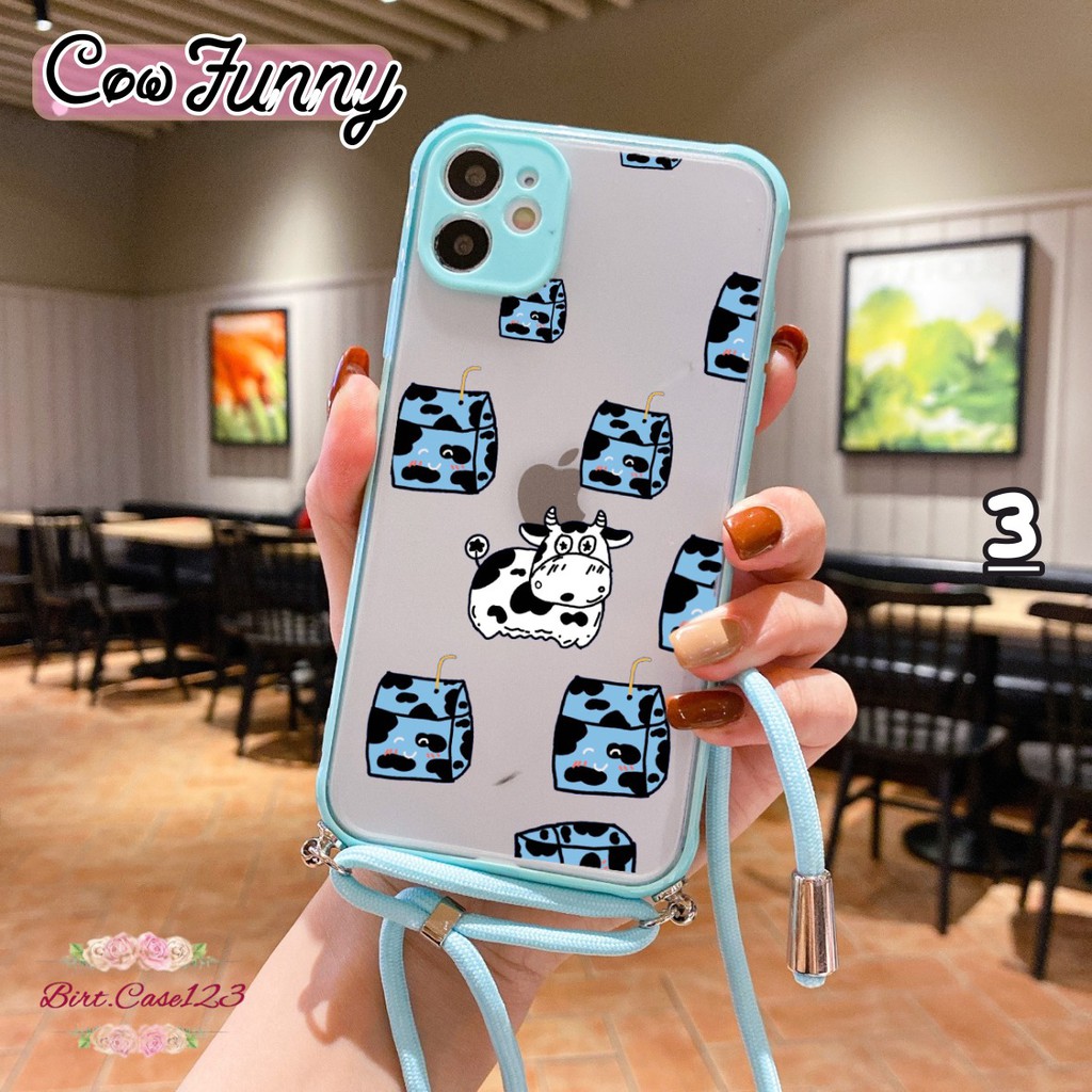 Softcase Slingcase Lanyard Choice COW FUNNY Oppo A3s A1k A7 A5s A12 A11k F9 A15 A31 A8 BC4543