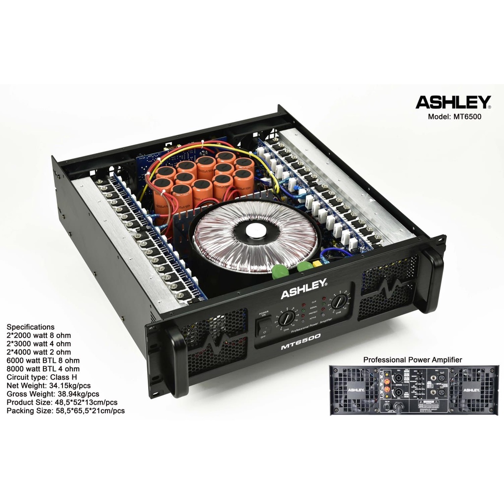 POWER AMPLIFIER ASHLEY MT6500 / MT-6500 / MT 6500 ( ORIGINAL )