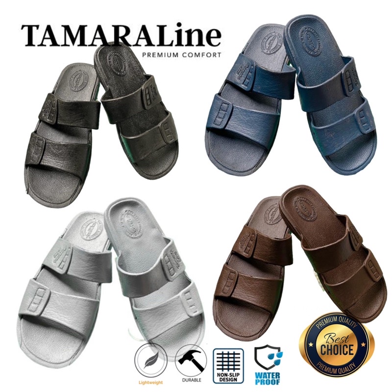 Sandal Selop Slide Slip on Karet Pria Dewasa / Remaja - TAMARALINE 109 / Bahan Premium Lentur Empuk Ringan Kuat Anti Slip Anti Air Model Sandal Casual Santai Rumah Hotel Outdoor Kamar Mandi Murah Original