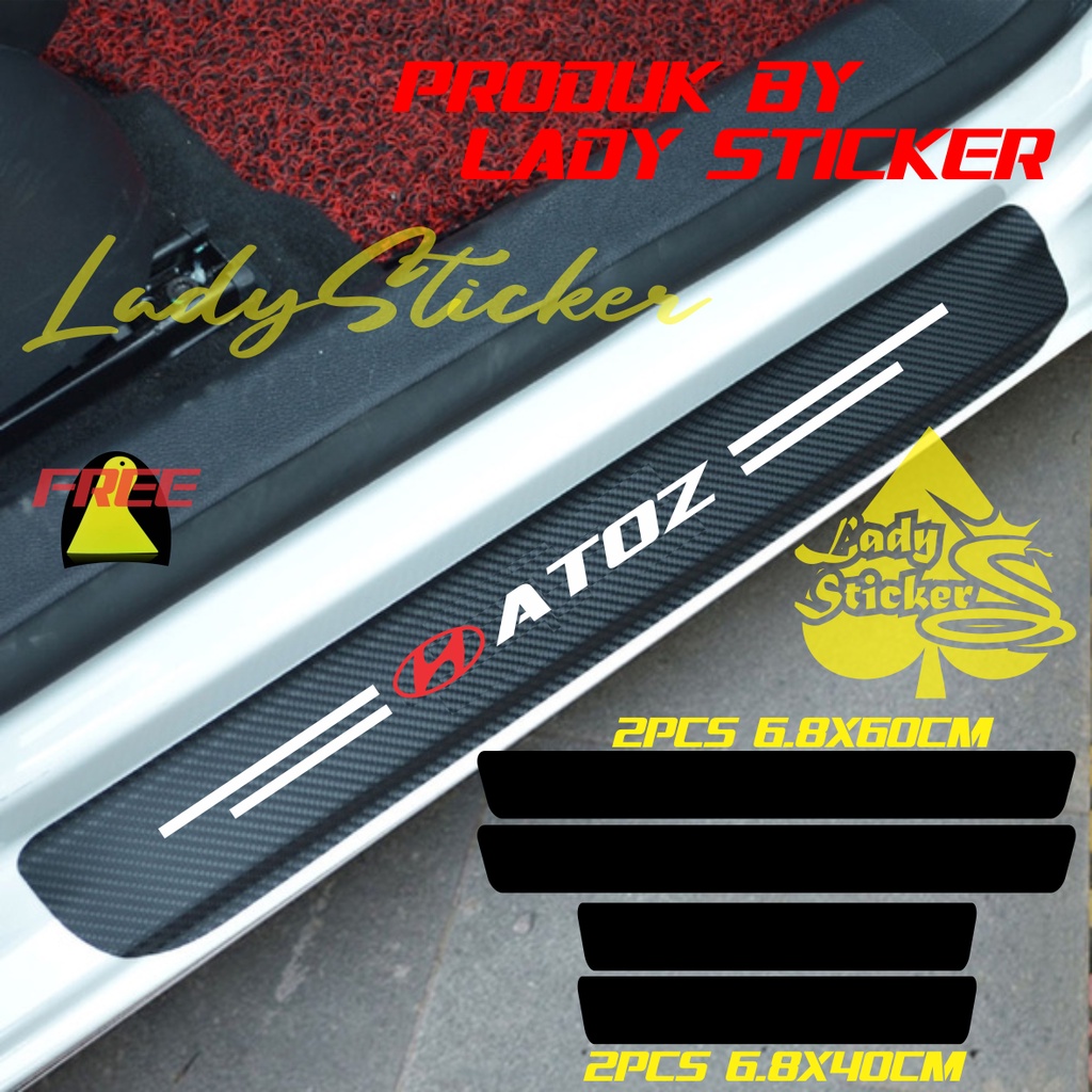 SILLPLATE CARBON 3D MOBIL ATOZ STICKER KARBON 3D PIJAKAN KAKI MOBIL HYUNDAI ATOZ