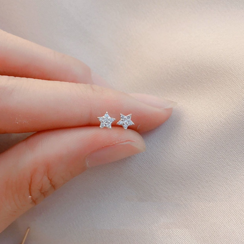 We Flower Korea 14K Emas CZ Zirkon Bintang Stud Anting Untuk Wanita Gadis Elegan Fashion Telinga Perhiasan Hadiah