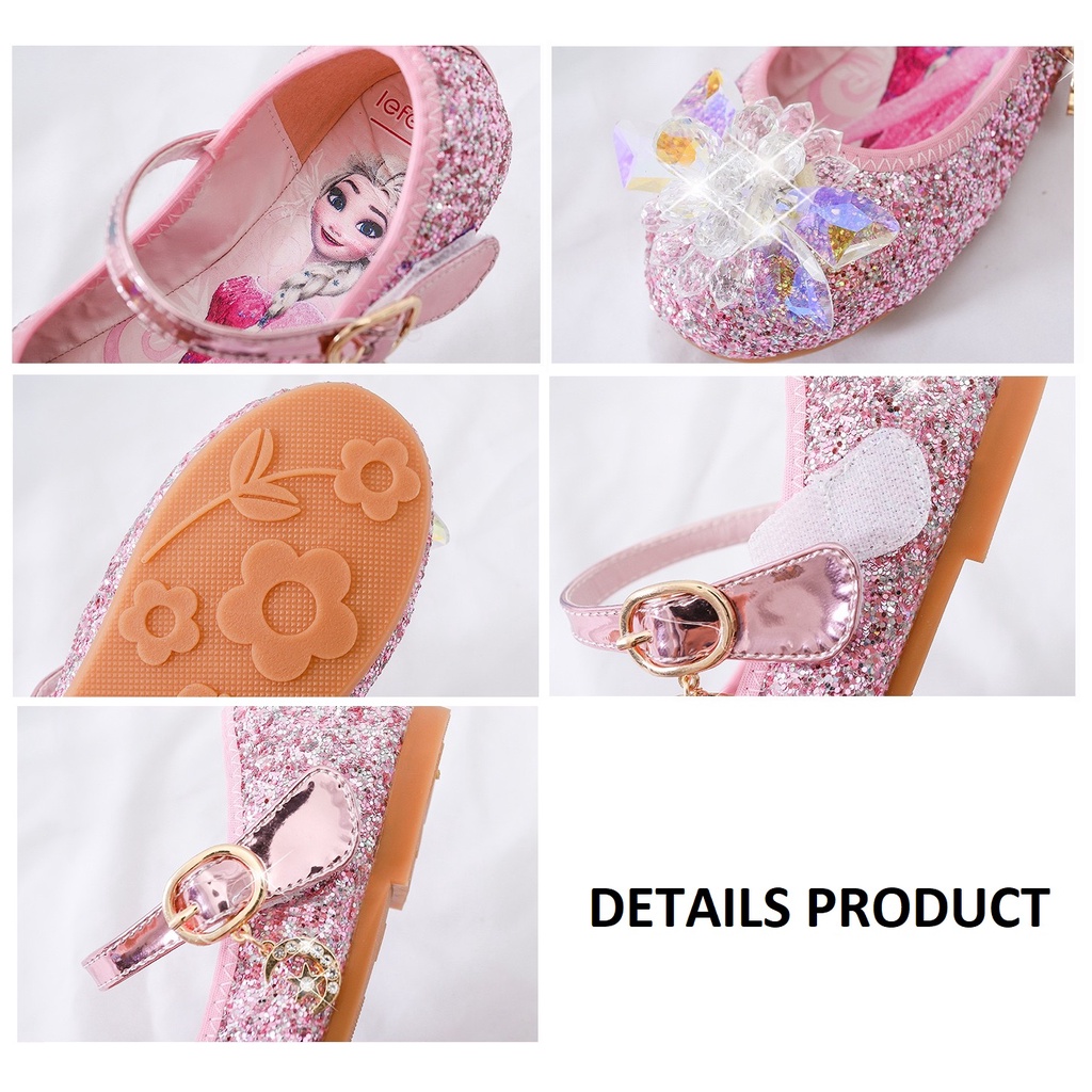 SEPATU ANAK PEREMPUAN KRISTAL ELSA FROZEN SEPATU FLAT SHOES ANAK PANSUS BLINK GLITTER PH 7078-1