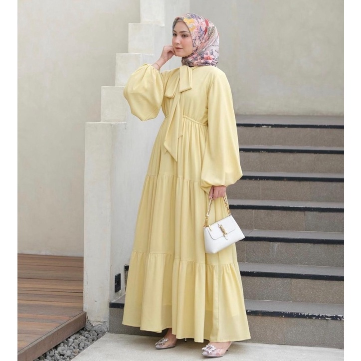 GAMIS BLESIA RUFFLE MAXI MIDI DRESS REMAJA WANITA / BAJU DRESS GAMIS WANITA SYARI LENGAN BALON