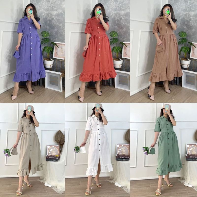 Seoul Button Ruffle Dress