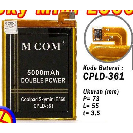 Battery Batre Baterai Double Power Mcom Coolpad Sky Mini E560 CPLD-361 CPLD361 CPLD 361