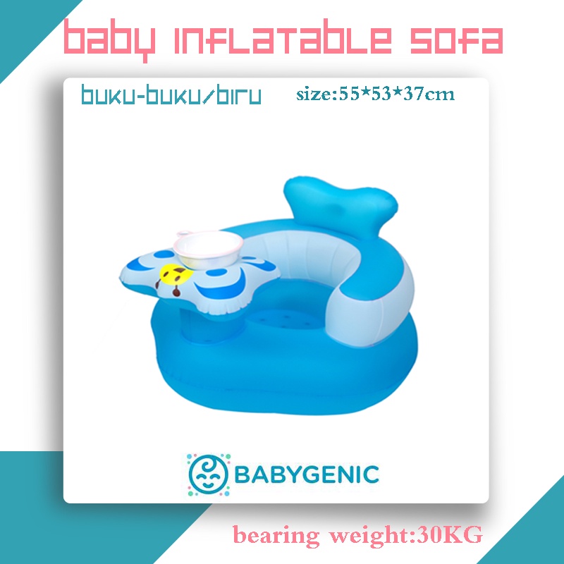 BABYGENIC MALLHUAYI MALL ready model buku2 red buku2 biru  sofa bayi / kursi bayi pompa untuk belajar duduk, makan, main dan mandi ada musik cocok untuk bayi 4 bulan - 3 tahun  [ gratis pompa ]