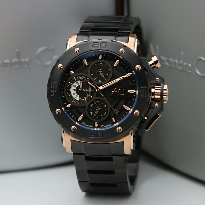 Jam Tangan Pria Alexandre Christie 9205 Ac9205 Collection Rose Gold Black Original Indonesia