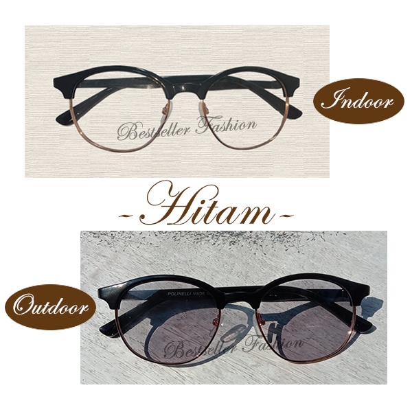 kacamata photocromic Anti UV frame vintage New Model Lensa Normal bisa berubah warna otomatis lensa Photochromic Pria dan Wanita NOCASE