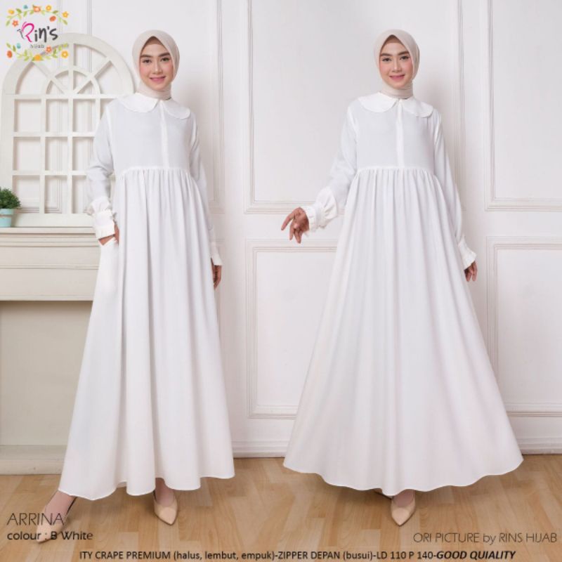 Arrina Ellena Gamis putih by Rins Hijab